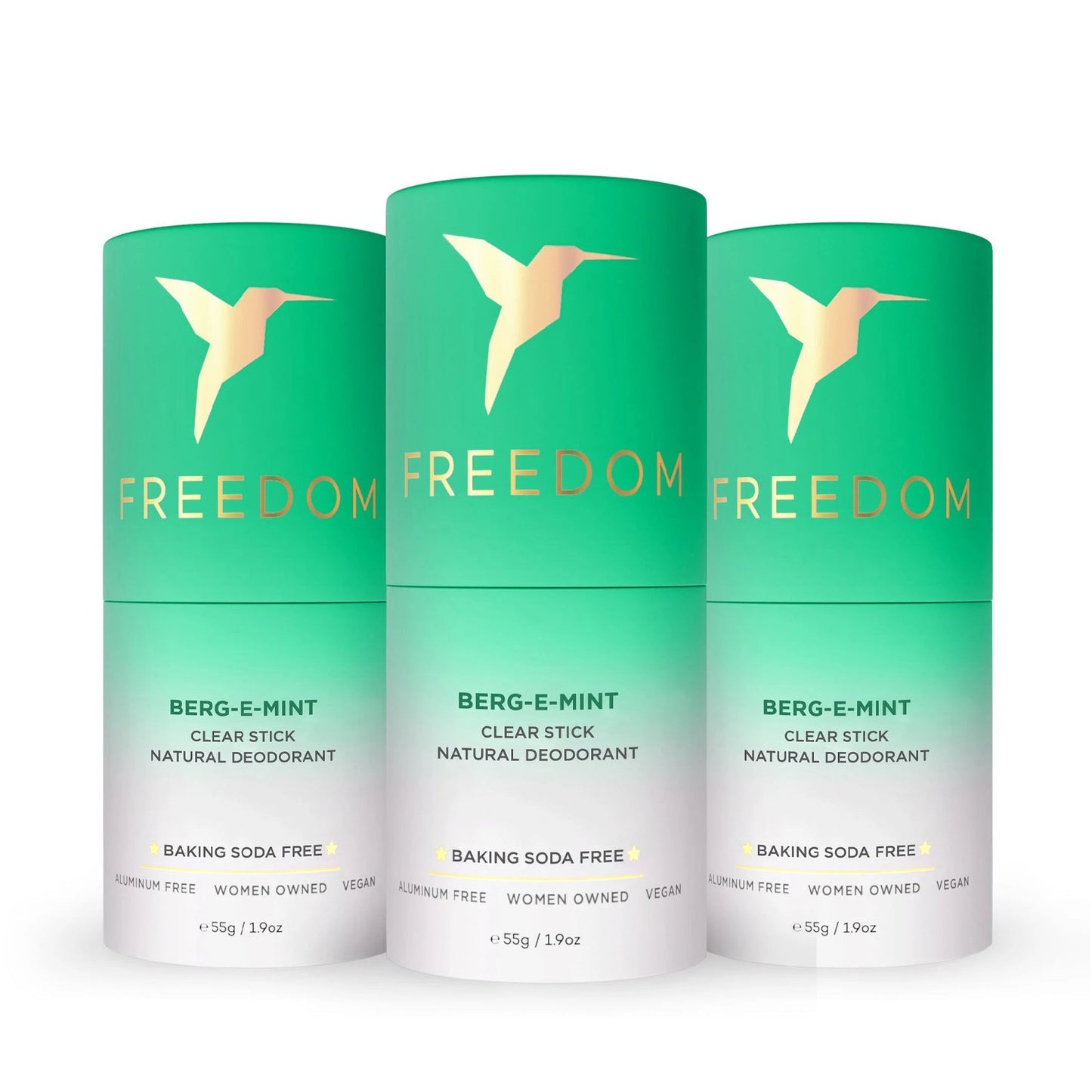 All Natural Deodorant - Eco Friendly! Deodorant Freedom Berg-E-Mint (Eco-Friendly Paper) 3-Pack