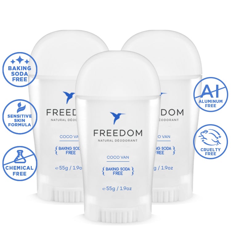 All Natural Deodorant - Sticks Deodorant Freedom Sensitive Coco Van (Plastic Applicator) 3-Pack