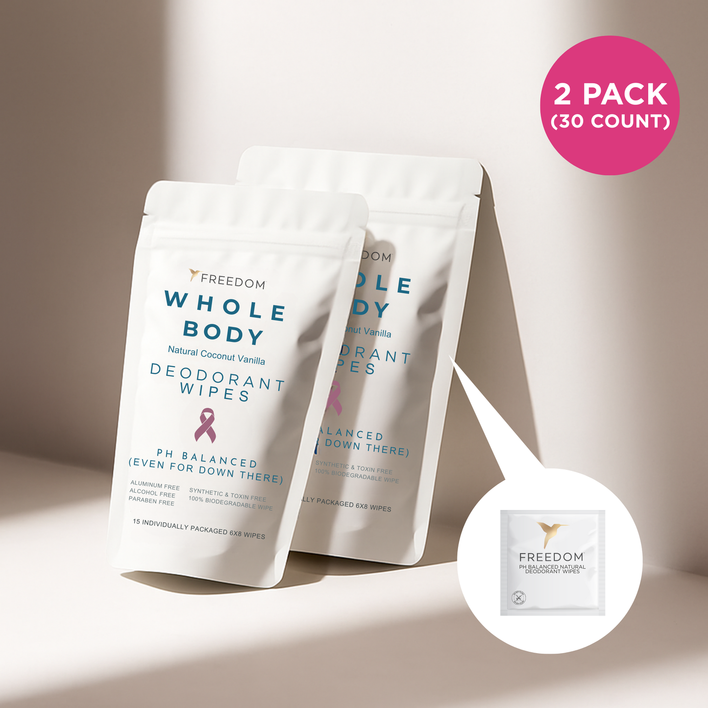 Freedom Whole Body pH-Balanced Deodorant Wipes
