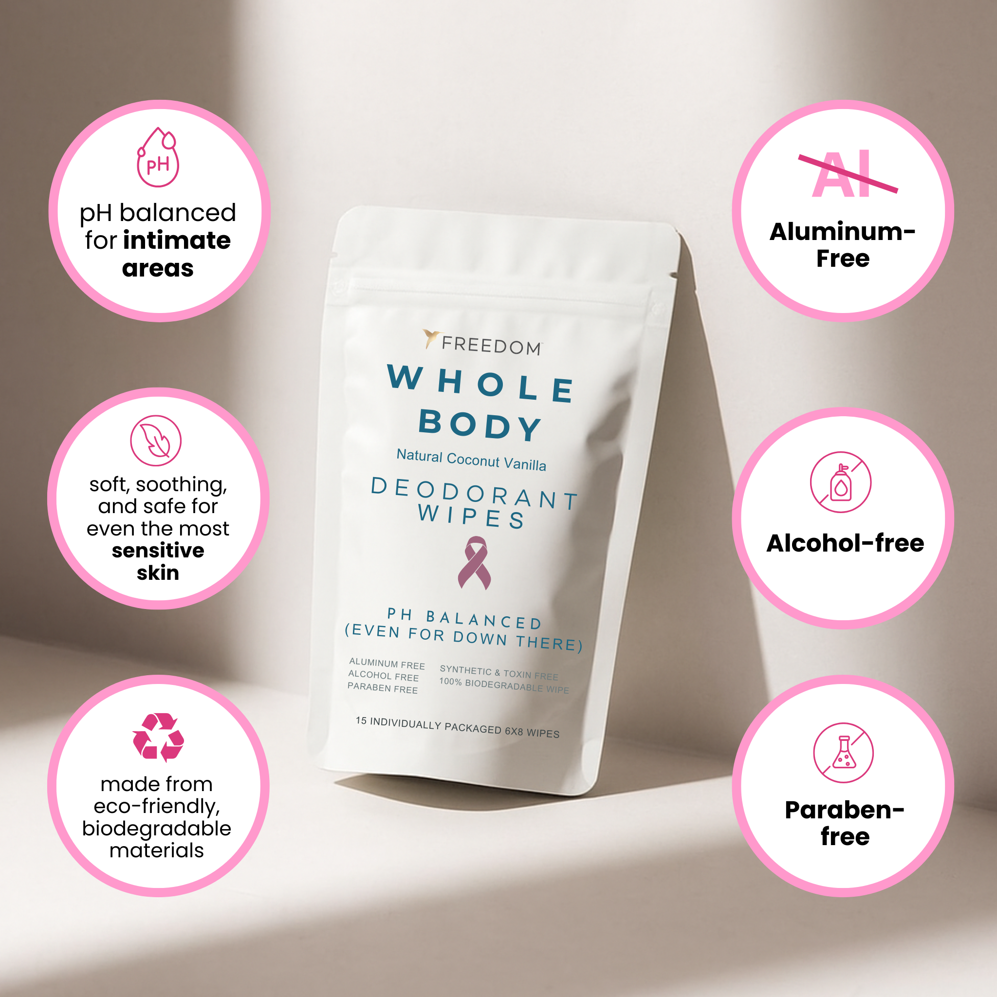 3 Pack Whole Body Deodorant Wipes