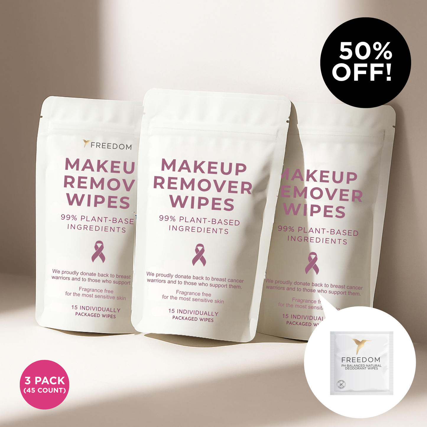 Retail Wipes Deodorant wipe or Make up Remover wipes