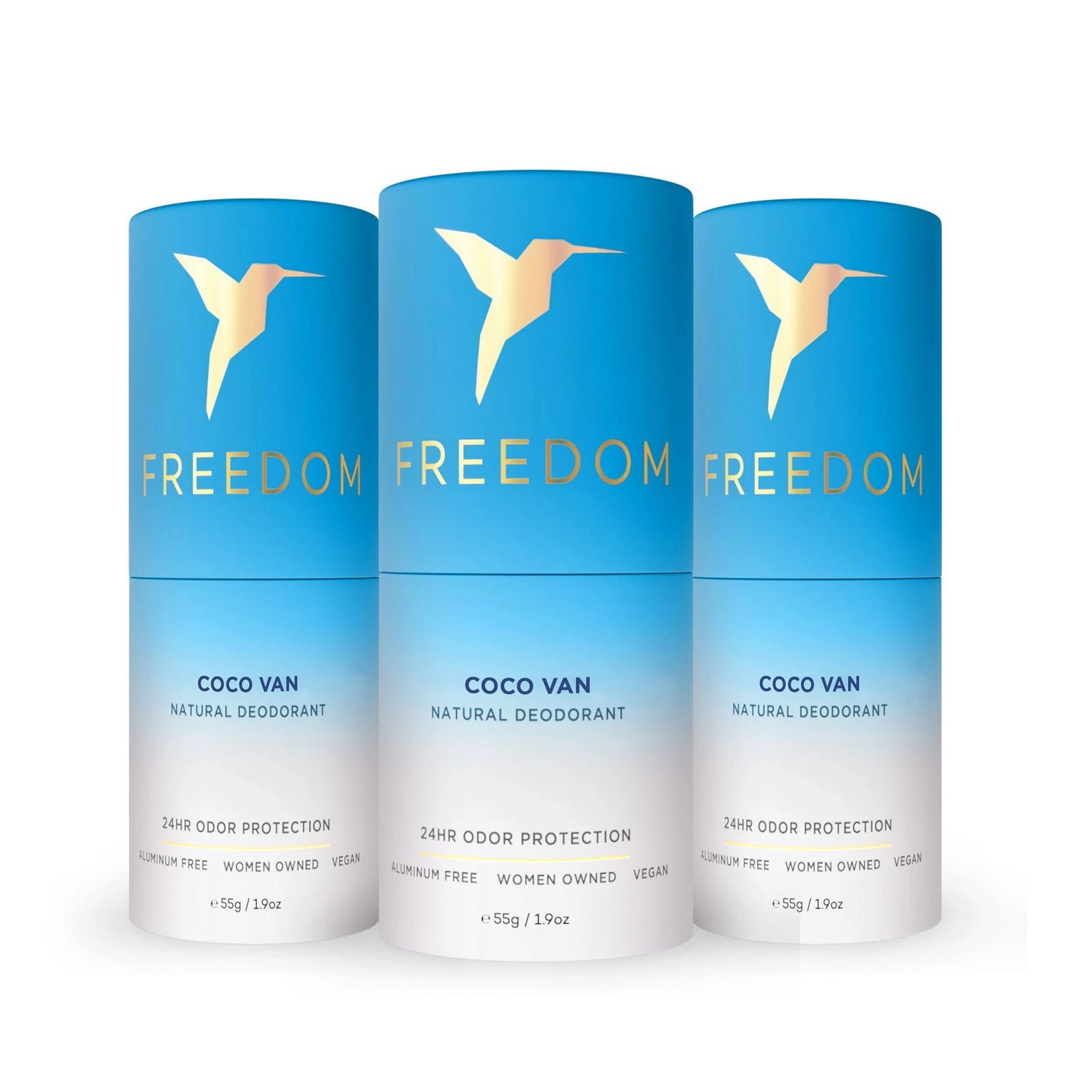 All Natural Deodorant - Eco Friendly! Deodorant Freedom Coco-Van (Eco-Friendly Paper) 3-Pack 