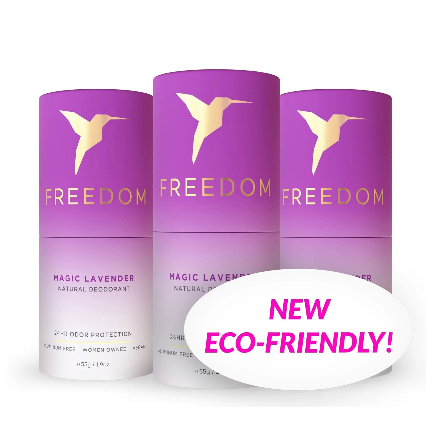 All Natural Deodorant - Eco Friendly! Deodorant Freedom Magic Lavender (Eco-Friendly Paper) 3-Pack 
