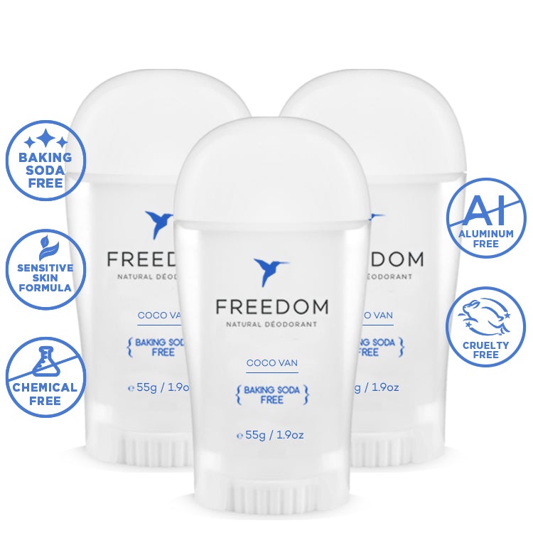 All Natural Deodorant - Sticks Deodorant Freedom Sensitive Coco Van (Plastic Applicator) 3-Pack 