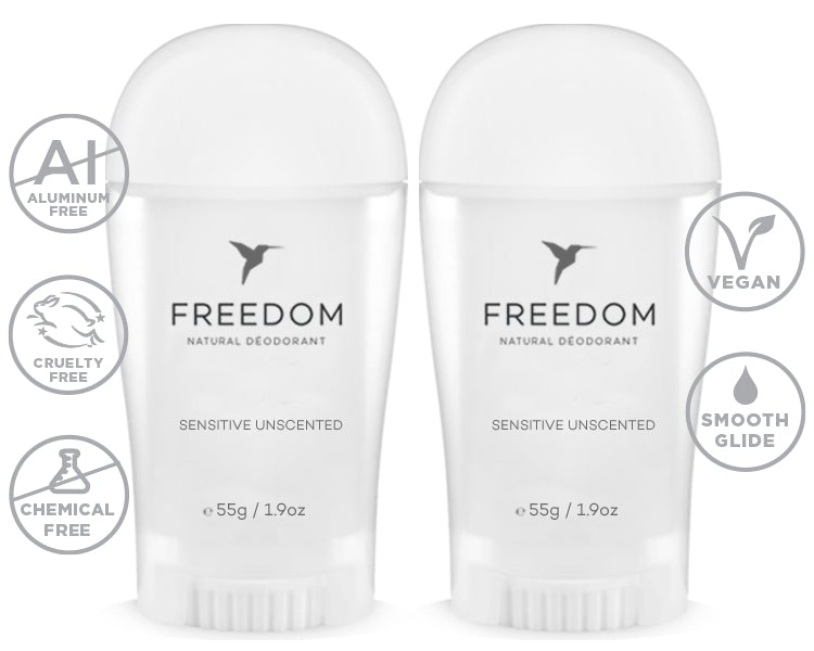 All Natural Deodorant - Sticks Deodorant Freedom Sensitive Unscented (Plastic Applicator) 2-Pack 