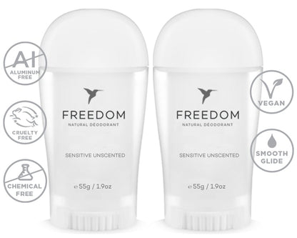 All Natural Deodorant - Sticks Deodorant Freedom Sensitive Unscented (Plastic Applicator) 2-Pack 