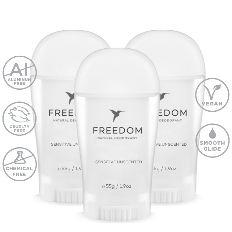 All Natural Deodorant - Sticks Deodorant Freedom Sensitive Unscented (Plastic Applicator) 3-Pack 