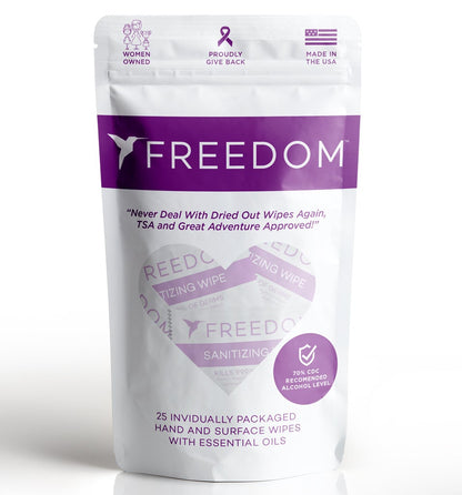 Sanitizing Wipes 25 Pack Freedom Natural Deodorant Single 