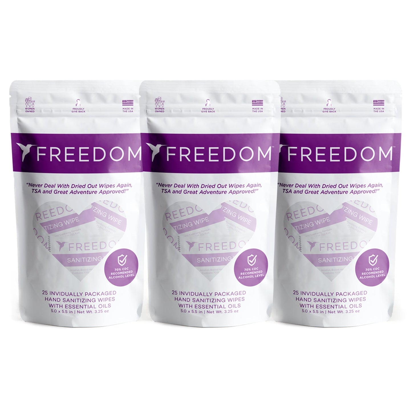 Sanitizing Wipes 25 Pack Freedom Natural Deodorant Trio 