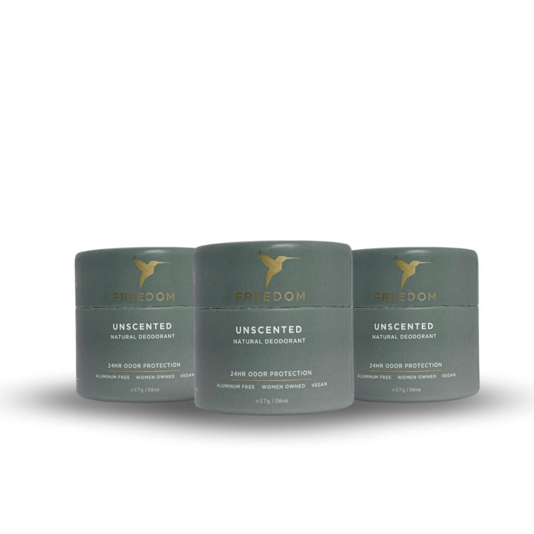 Unscented (Eco-Friendly Paper) Travel Mini / 3-Pack Freedom Natural Deodorant 